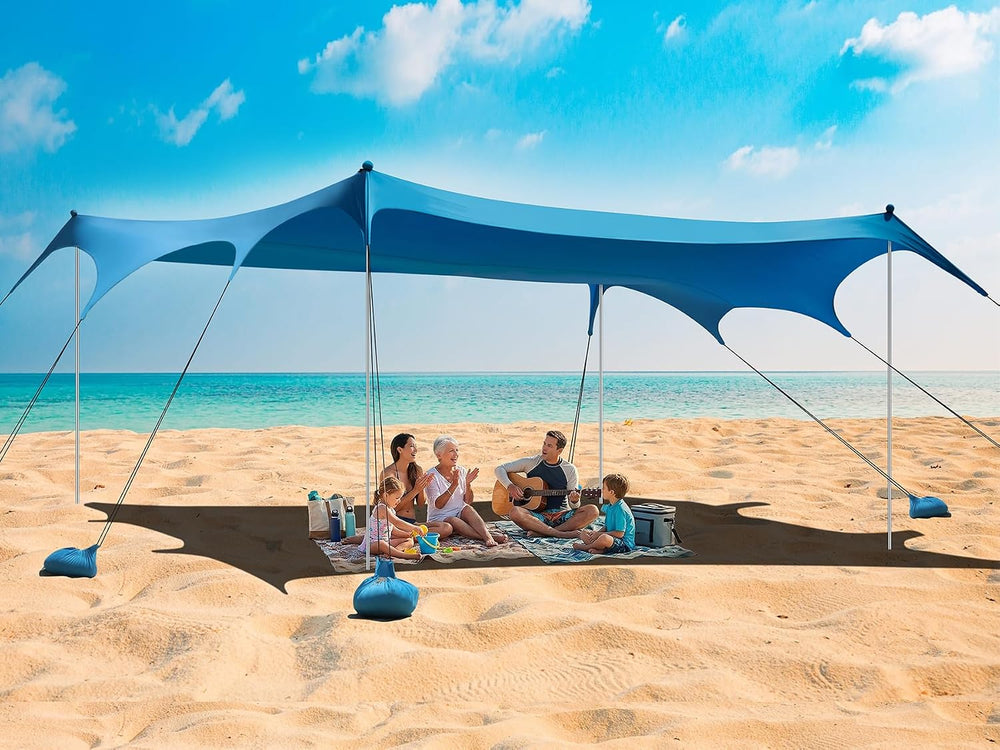 Beach Tent Sun Shelter, Camping Sun Shelter 11x 14FT with 22mm Thickened Alum...