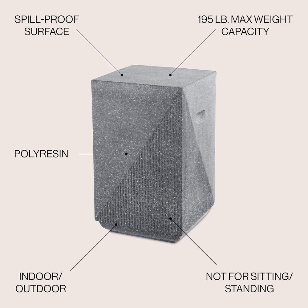 JONATHAN Y Adrian Outdoor Side Table Stool Polyresin 21", Gray Terrazzo