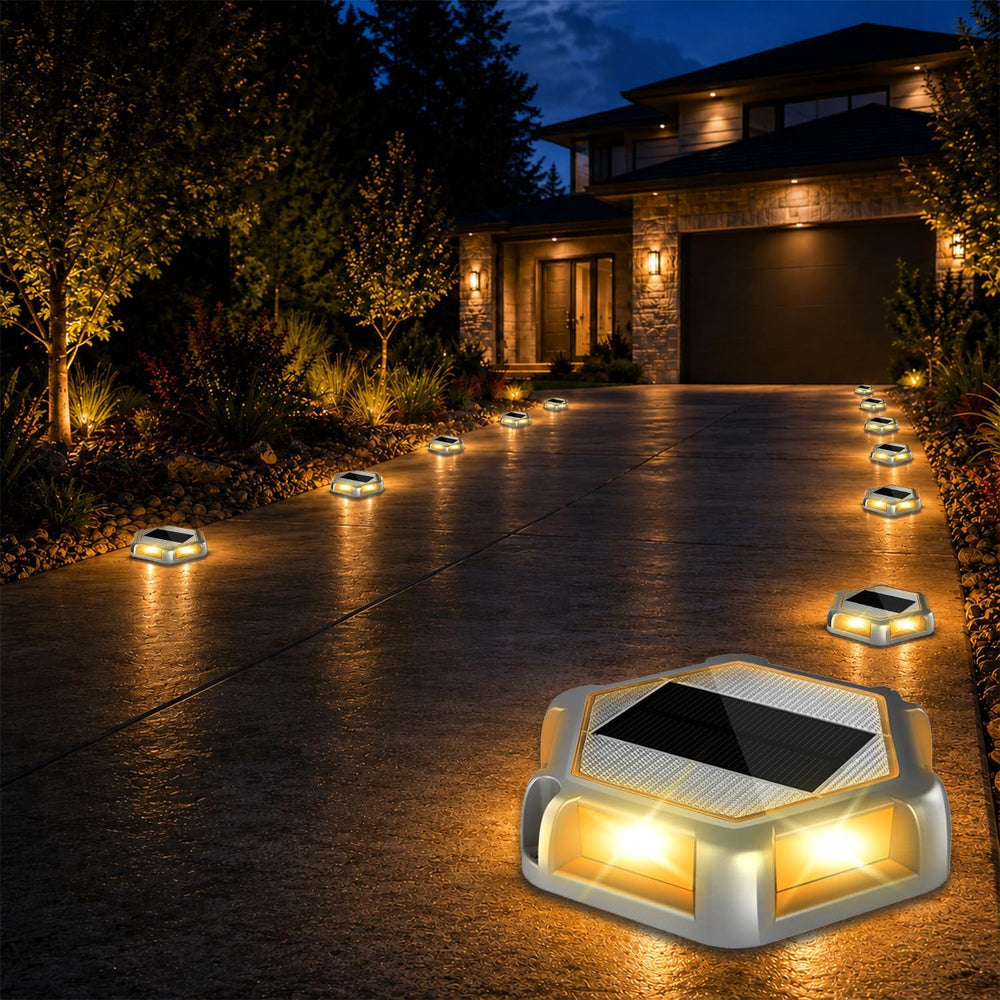Solar Dock Lights, Solar Driveway Deck Lights, Warm White 8 Packs