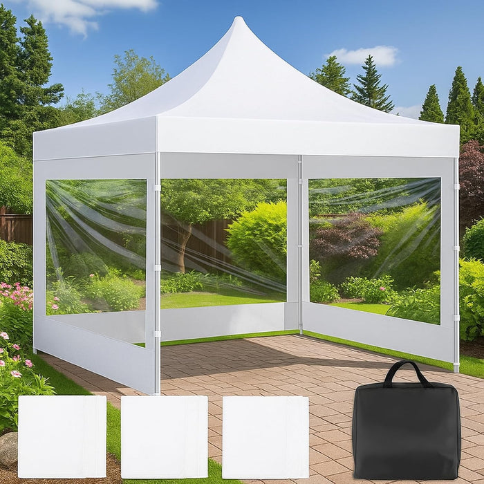 SmoothNovelty 3 Pcs Clear Canopy Sidewalls with Black Storage Bag Window Sidewall for 10 x 10 Inch Tent Waterproof Shade Wall, Sunwalls Only, Canopy Tent Not Included, No Zipper(White)