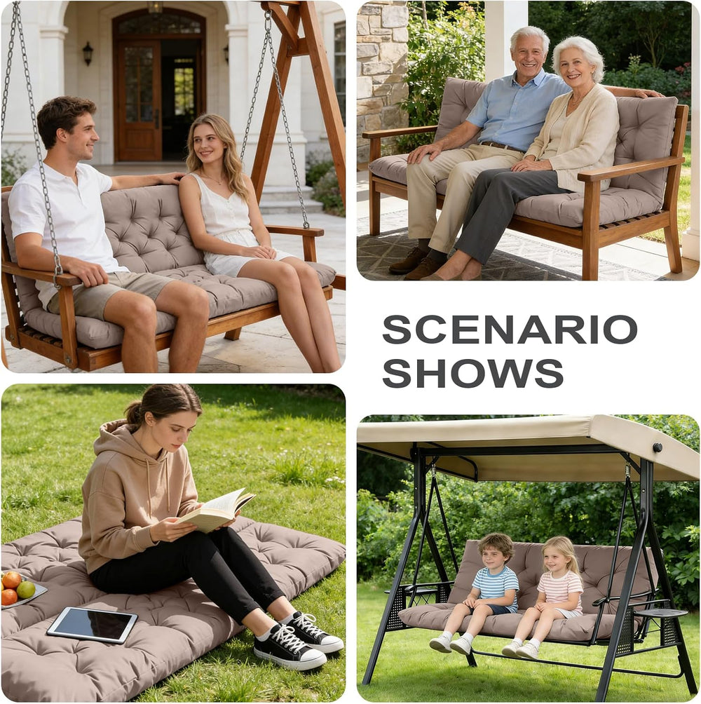 Porch Swing Cushions,Outdoor Cushions 3 Seater Replacement with Backrest, Wat...