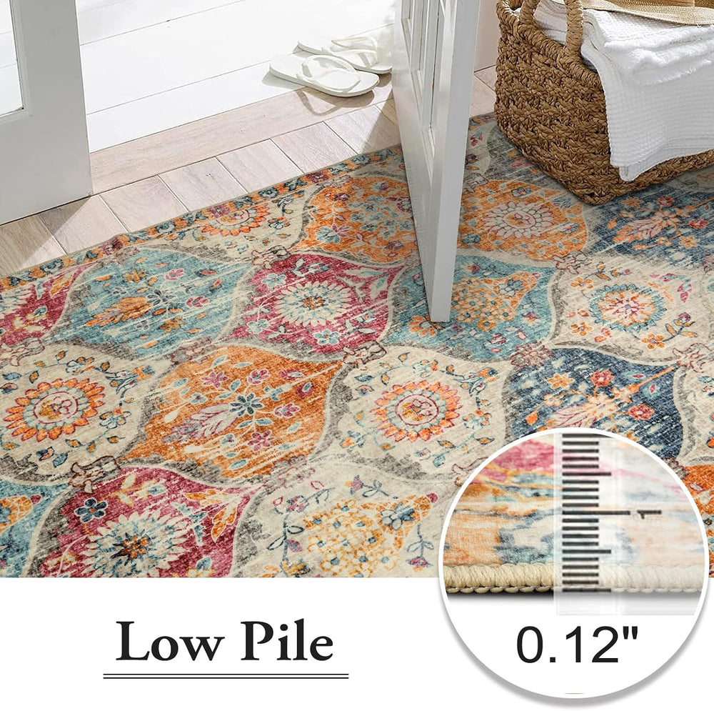 Lahome Moroccan 5x8 Area Rug, Ultra-Thin Washable Rugs for Living Room Bedroo...