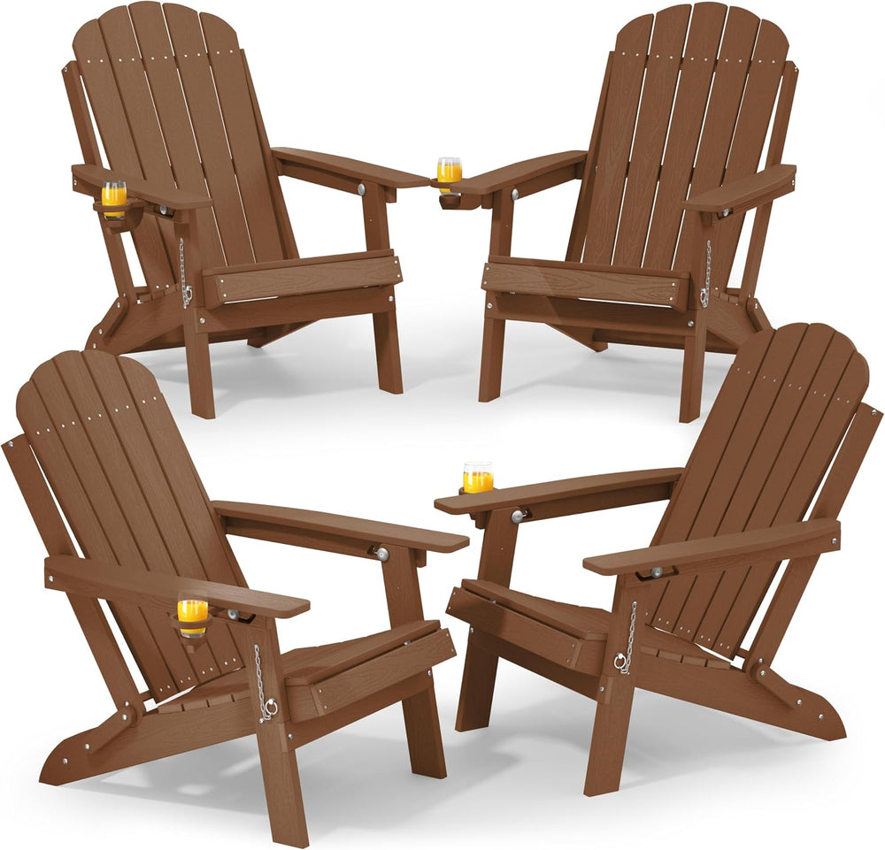 YEFU Adirondack Chairs Set of 4 for Patio: Folding Plastic Fire Pit Chair
