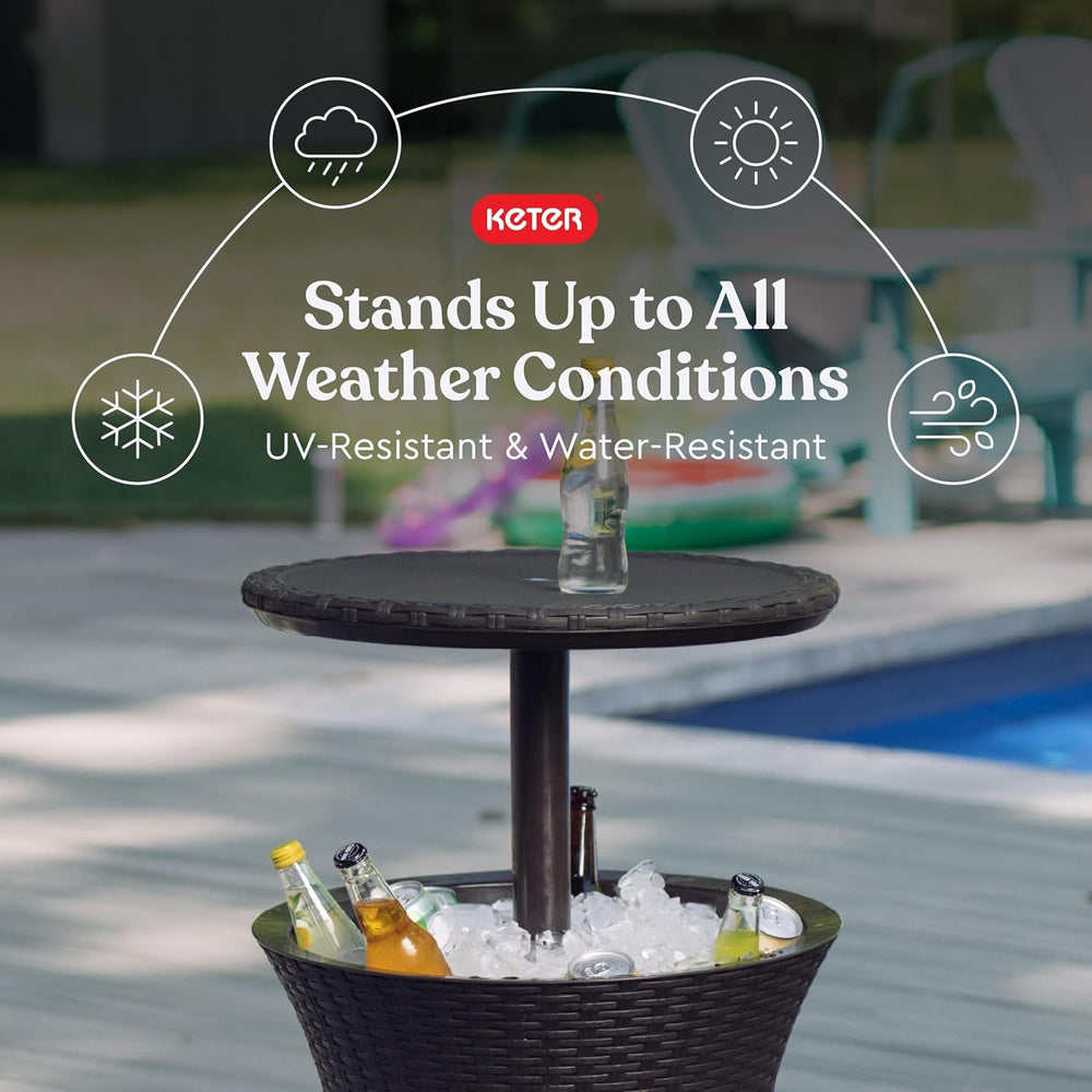 Keter Pacific Cool Bar Outdoor Patio Furniture and Hot Tub Side Table with 7....