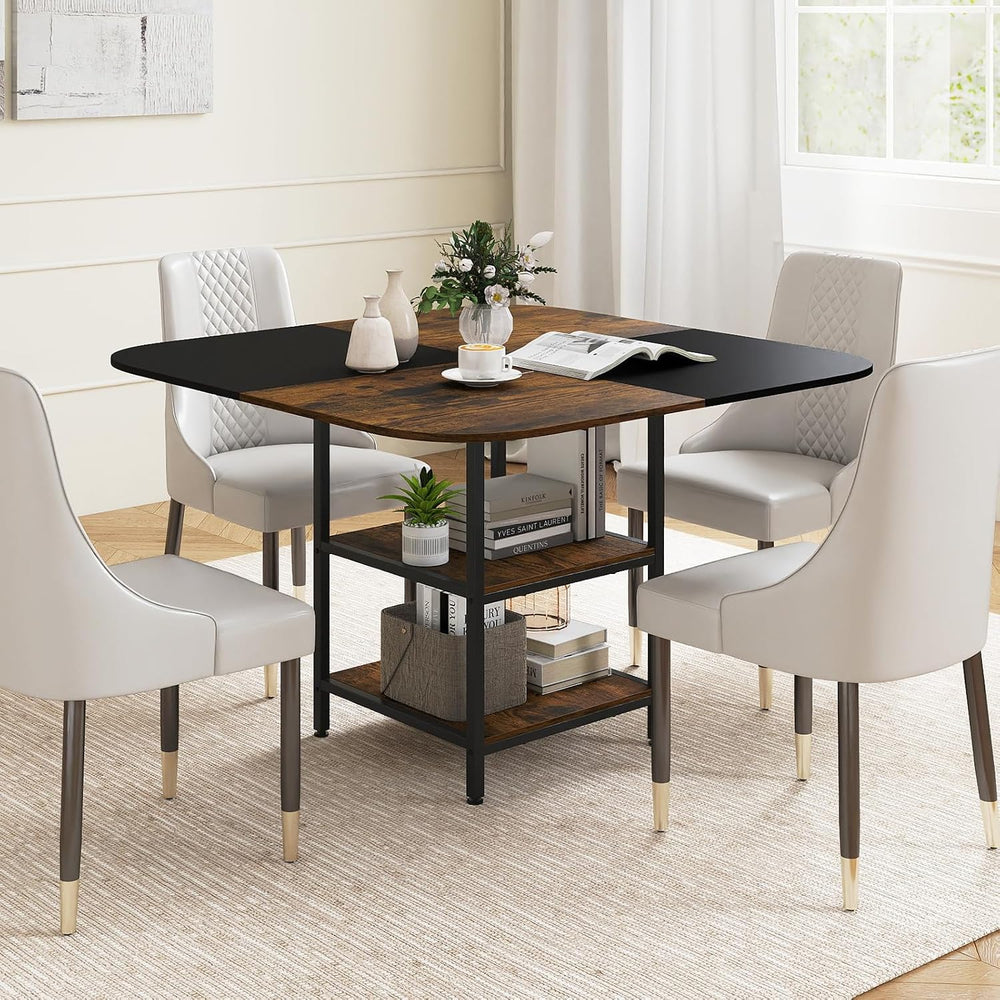 Giantex 47.5-inches Dining Table for 4, Square Kitchen Table with 2-Layer Sto...