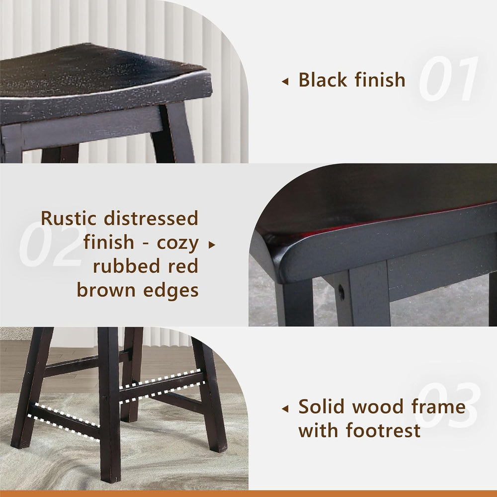 Homelegance Saddleback Solid Wood Kitchen Height Bar Stool Set Of 2 - Saddle ...