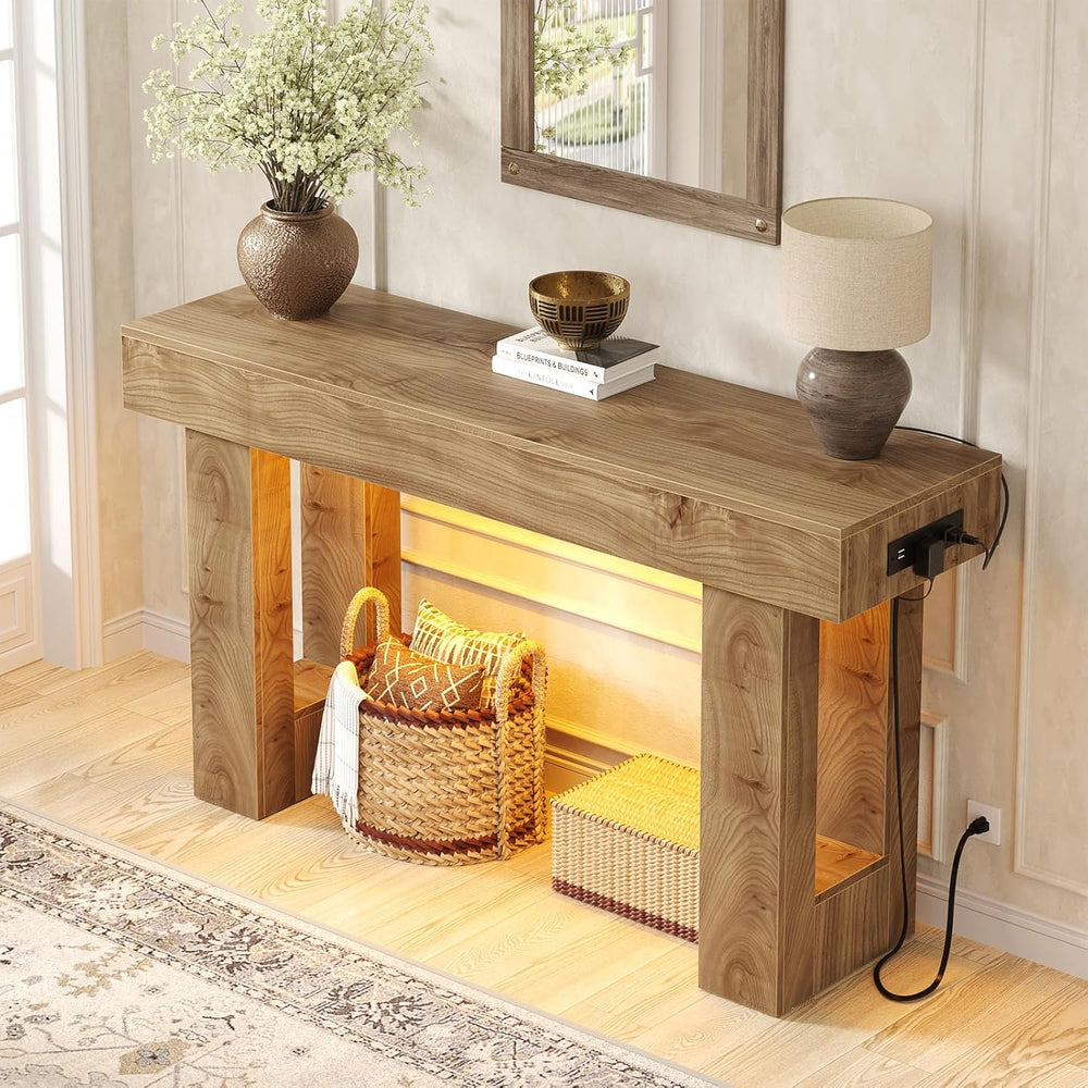 Unikito 47" Entryway Table with Sensor Light & AC Outlets with USB-C...