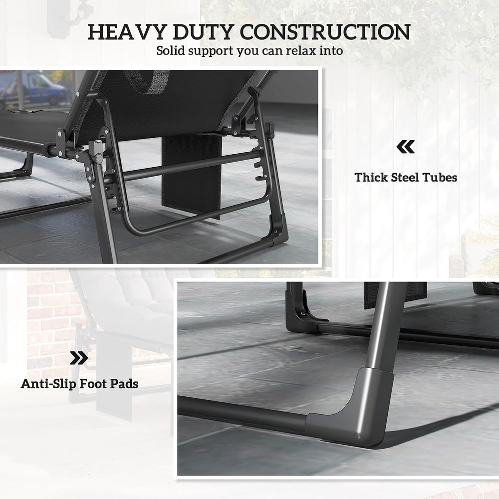 Outsunny Chaise Lounge Chair Outdoor 5-Level Back Dark Gray