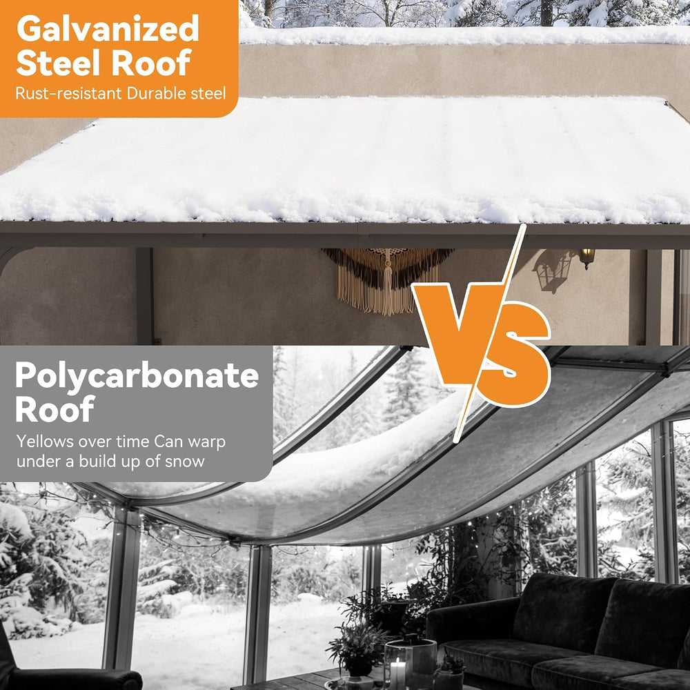 Covered Outdoor Lean to Gazebo 10'x10' with Galvanized Steel Sloped Roof