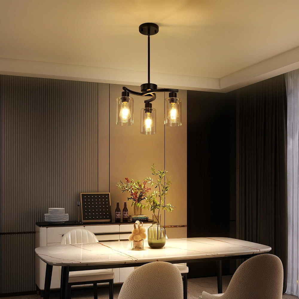 CNRATYE 3-Light Modern Farmhouse Black Pendant Lights Kitchen Island, Adjusta...