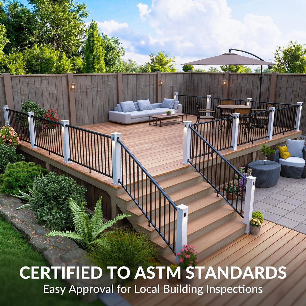 Egadis 1 Pack 36 in x 8 ft Aluminum Porch and Deck Railing Kit Without Post