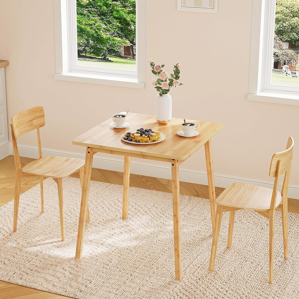 HOOBRO Bamboo Dining Table, Square Dining Table for 2, 27.6" Kitchen Tab...