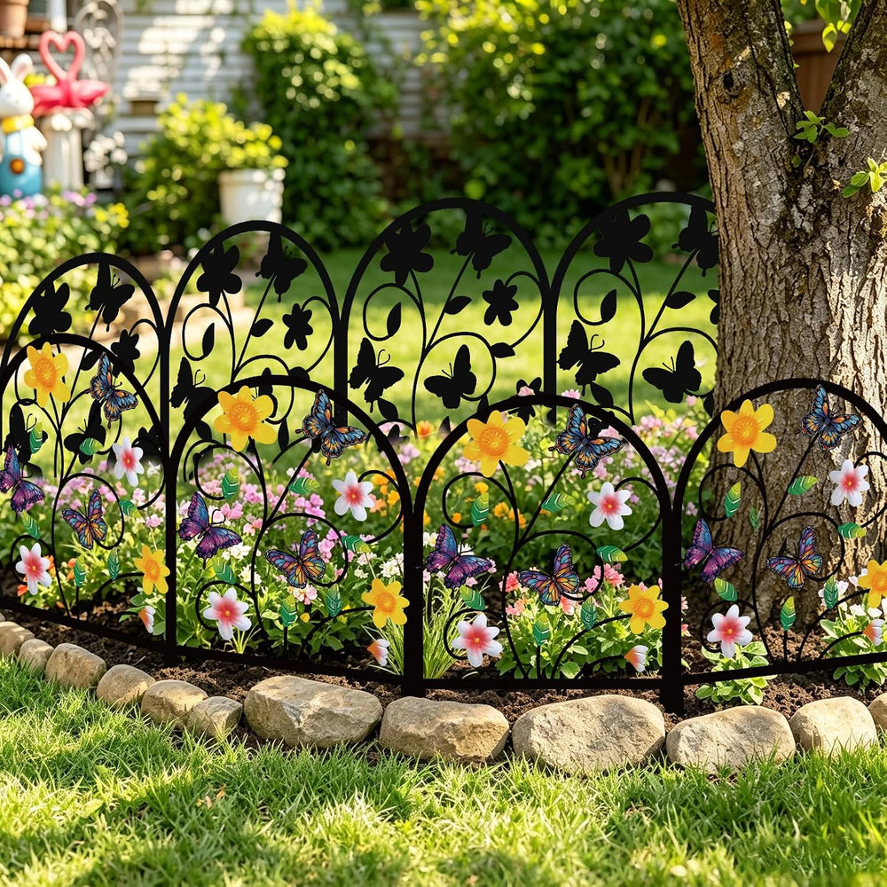 4 Pack Butterfly Decorative Garden Fence Metal Butterfly Flower Design Metal ...