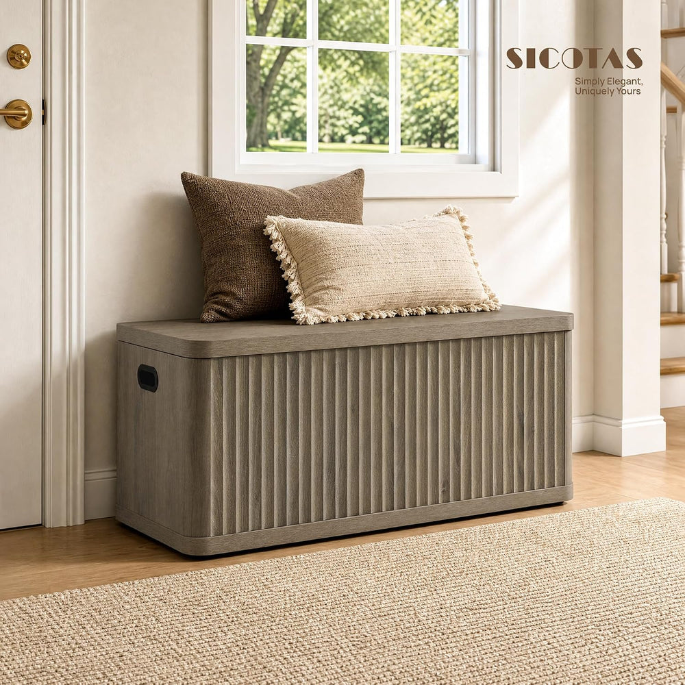 SICOTAS Storage Bench 40.2" Wide Shoe Bench with Lift Top Large Wooden S...