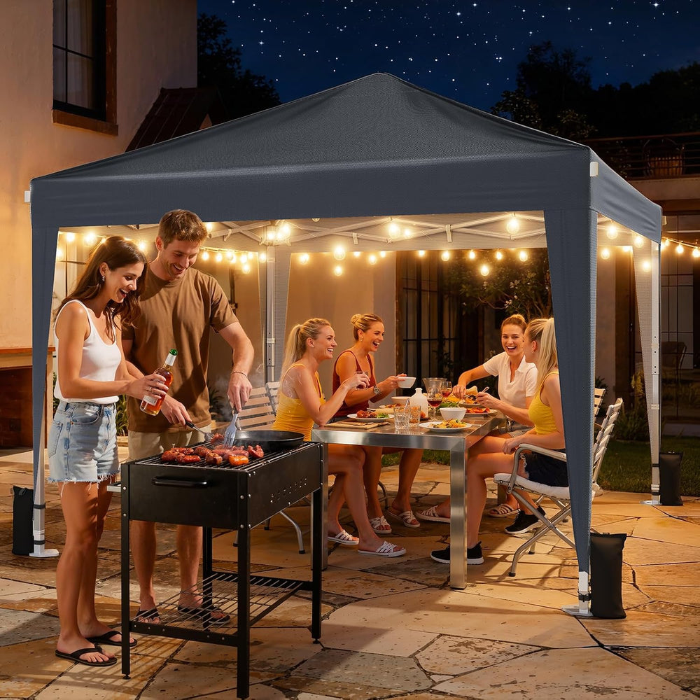 10x10 Pop Up Canopy Tent with Sidewalls, Portable Shelter,Dark Grey