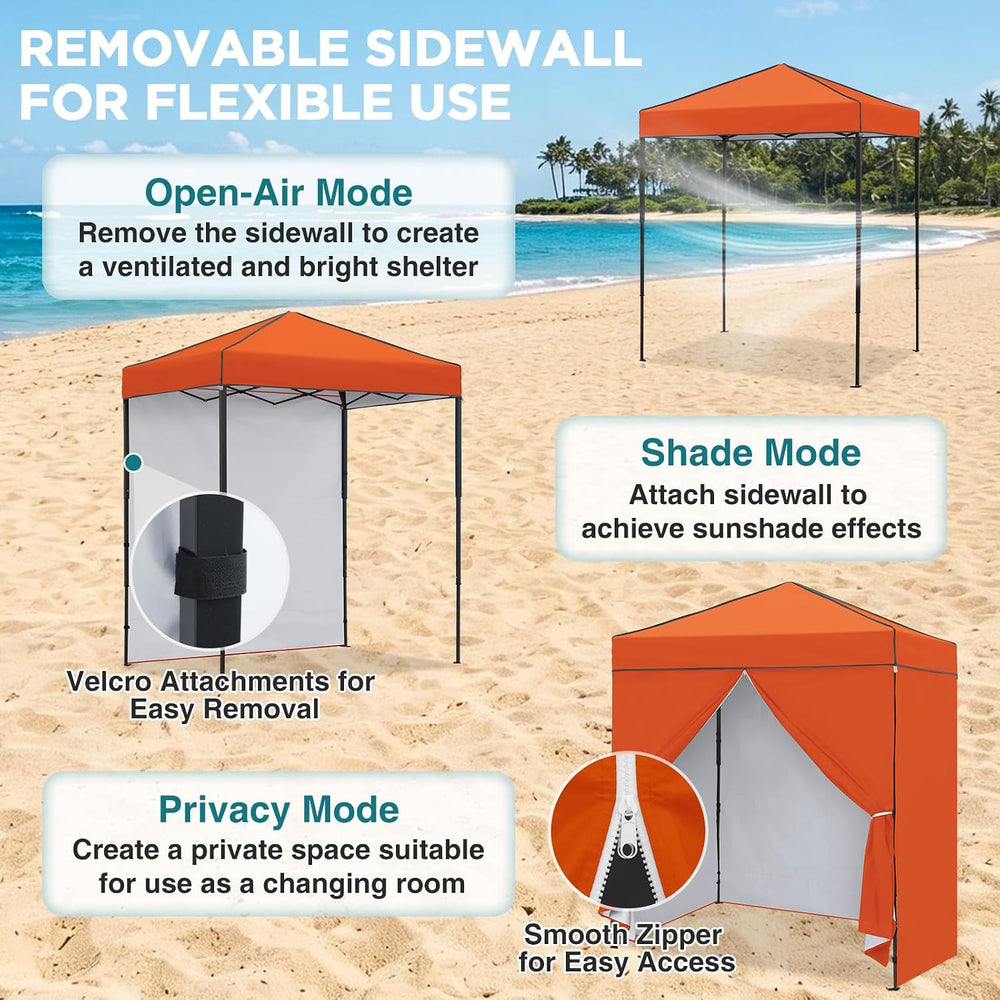 EAGLE PEAK 6x4 Instant Pop Up Canopy Tent with 4 Sidewalls, Orange