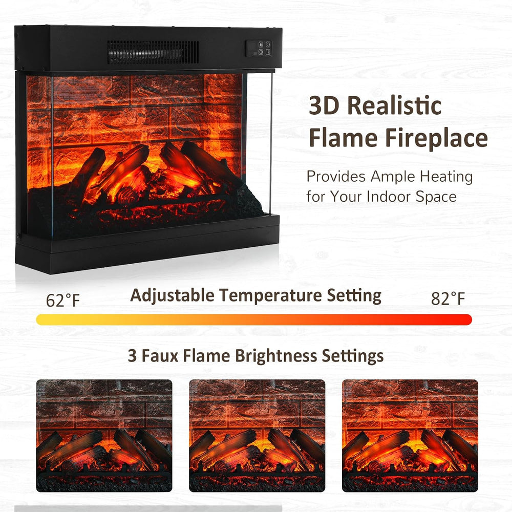 Naice 72” Electric Fireplace TV Stand w/ 3-Side Glass Heater, Marble Finish