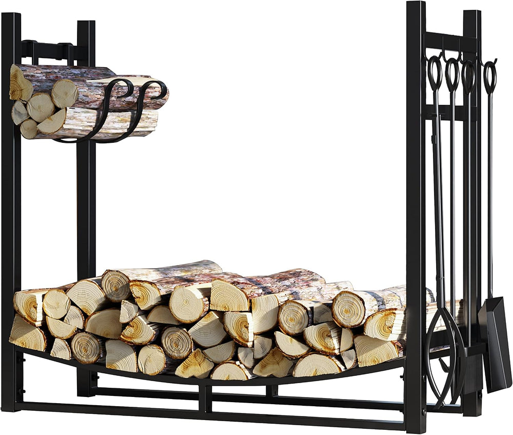 Fire Beauty Fireplace Log Rack 34 Inch Wood Storage Holder with 4 Tools