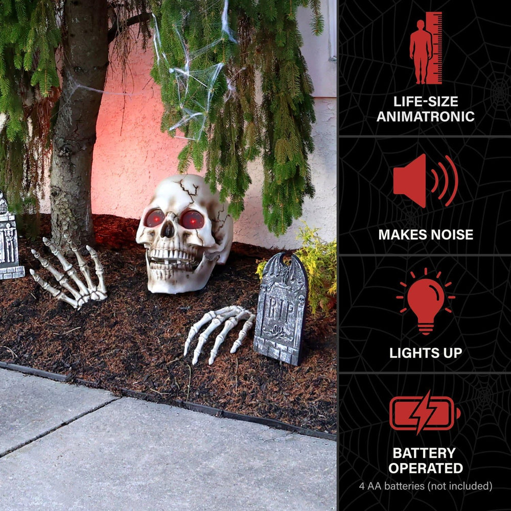 Haunted Hill Farm 1.3-Ft. Giant Talking Skeleton with Hands Halloween Decor