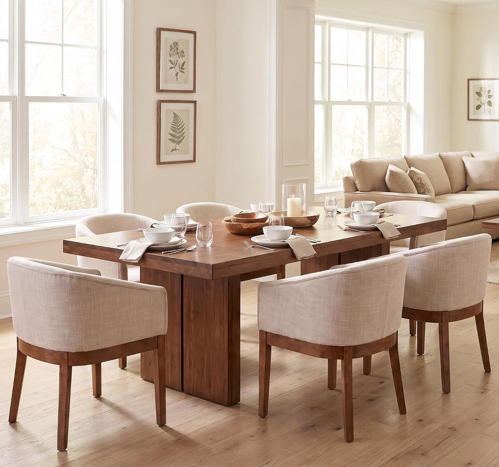 RIVOVA Dining Chairs Set of 6 Mid-Century Modern Dining Chairs, Linen Upholst...