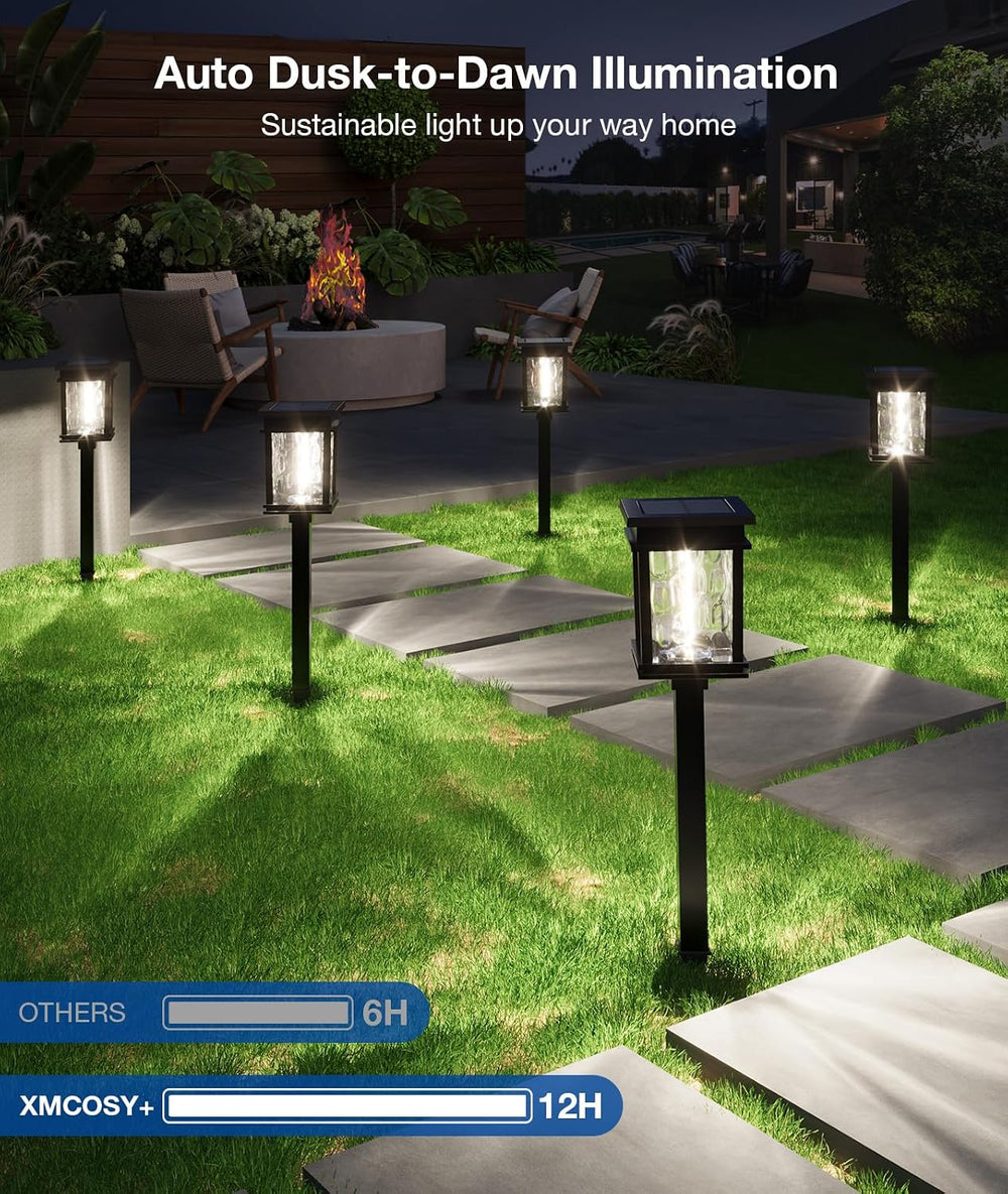 XMCOSY+ Solar Pathway Lights, 4 Pack 2-in-1 Landscape Lighting for Garden