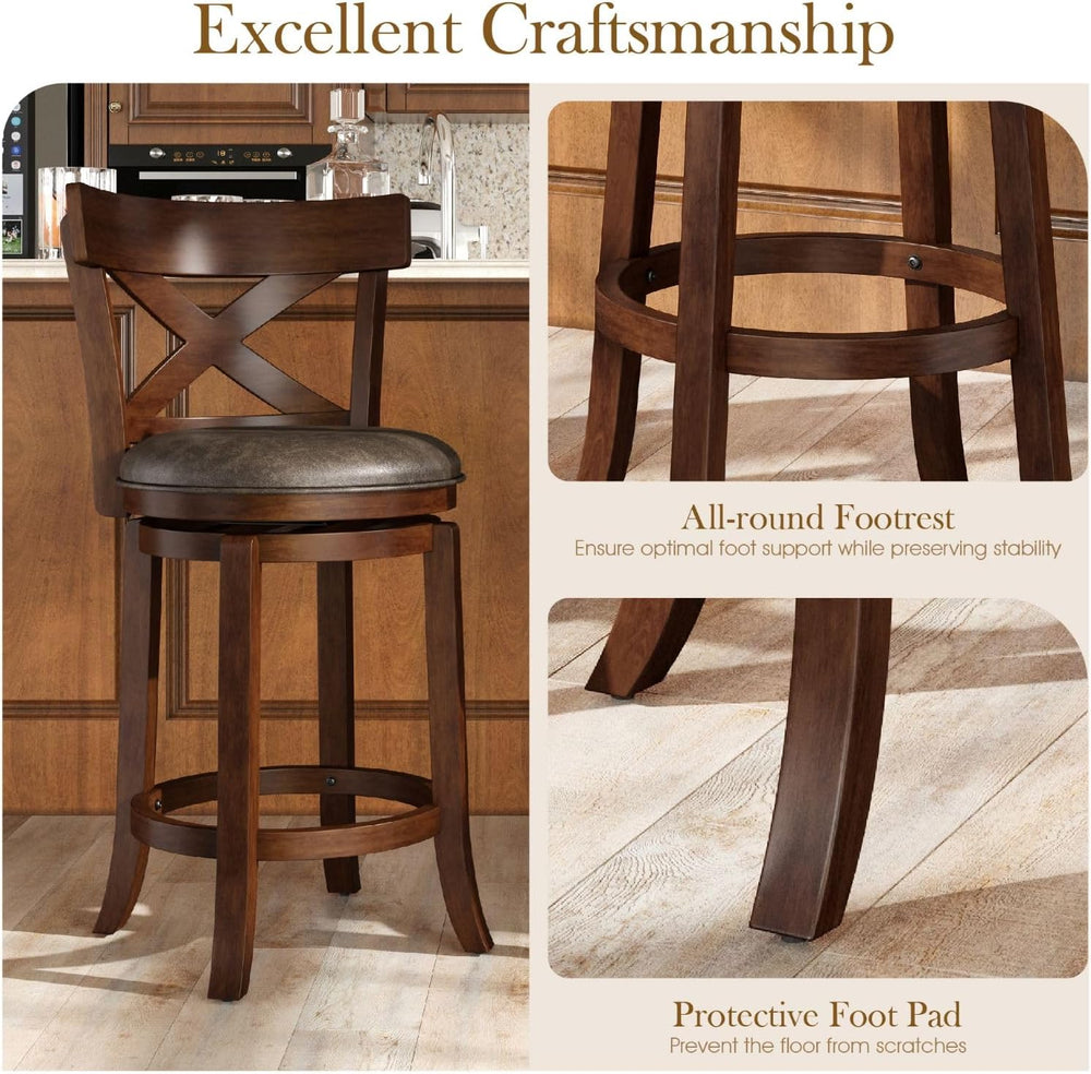 Sophia & William 26 Inch Swivel Bar Stools Set of 2, Counter Height Stools