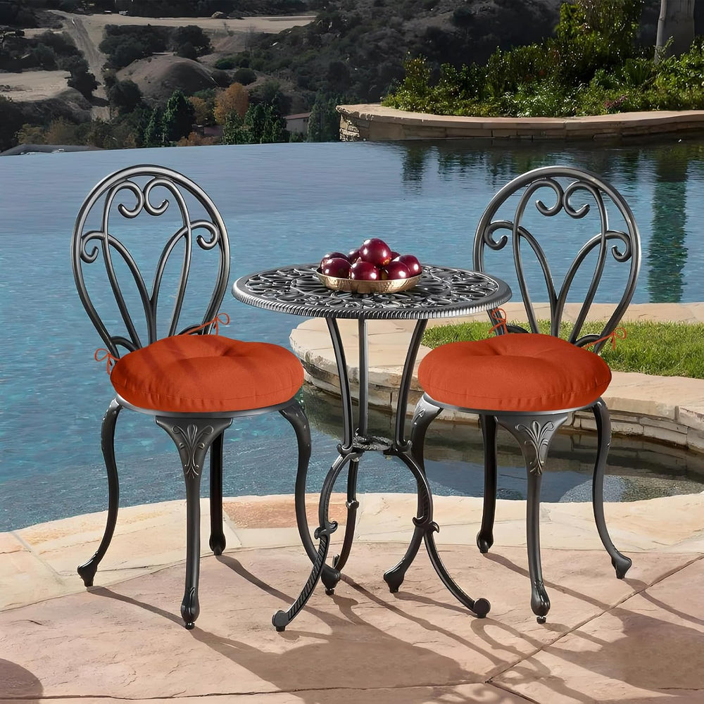 Round Outdoor Chair Cushions Set of 4, Tufted Bistro Chair Cushions with Ties...
