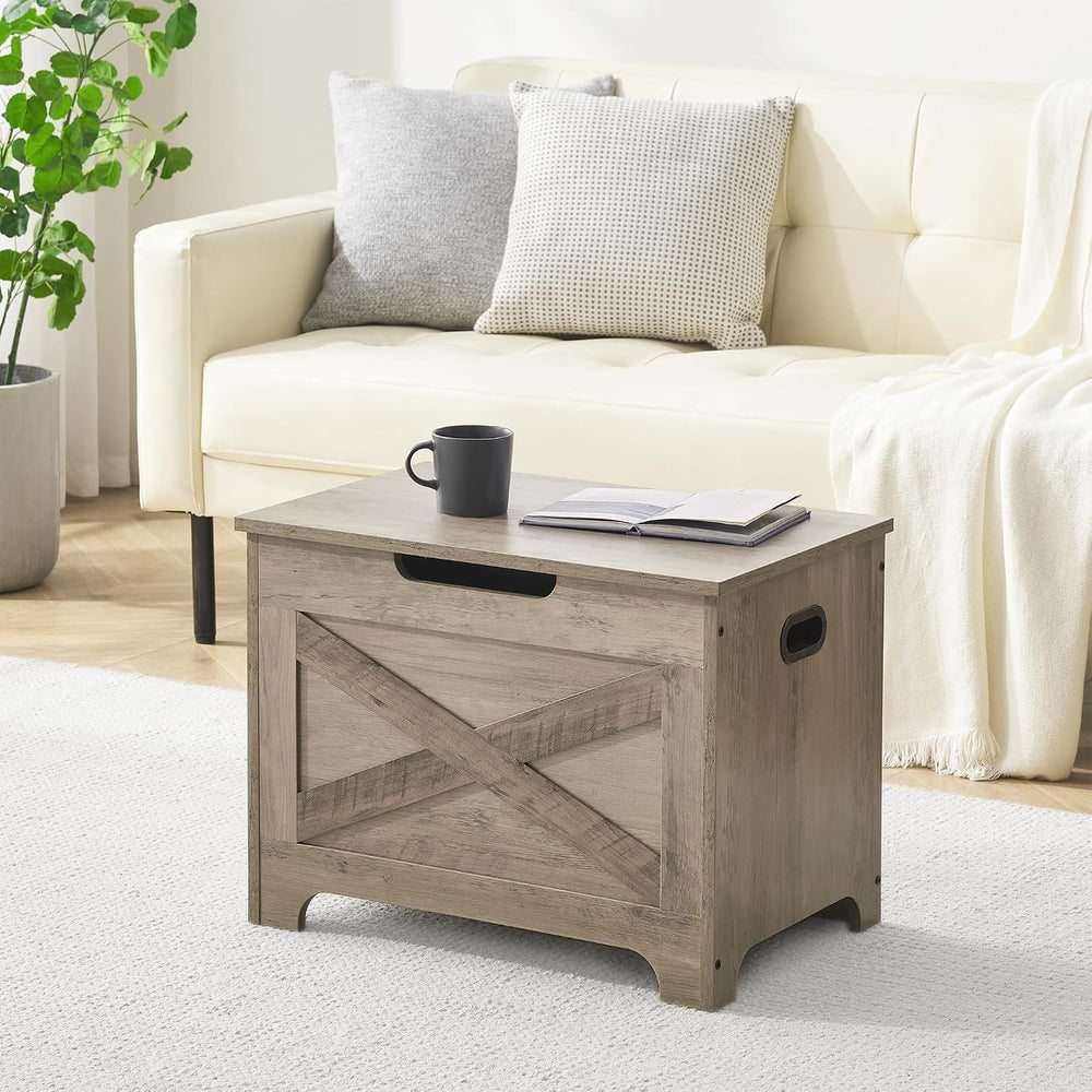 IDEALHOUSE 23.6" Storage Bench with 2 Safety Hinges, Grey
