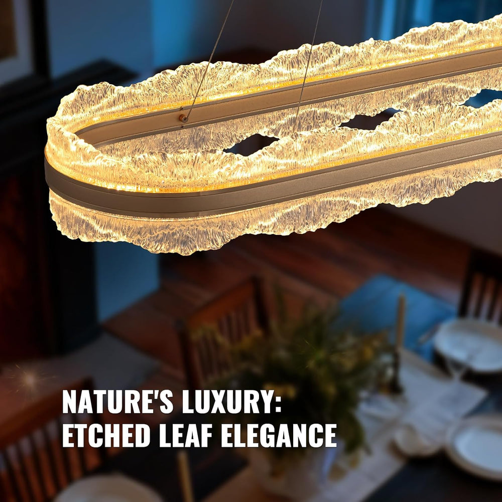 Rectangle LED Chandelier, ๐๐๐.๐" Modern Gold Chandelier Light fixture, H...