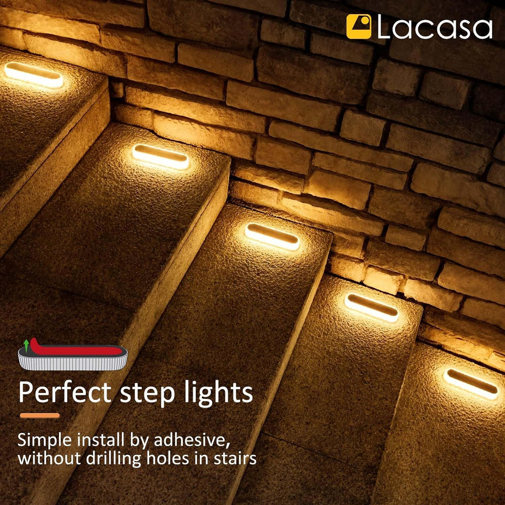 Lacasa Solar Deck Lights, 4 Pack 40LM Solar Powered Step Lights, LED Dock Lig...