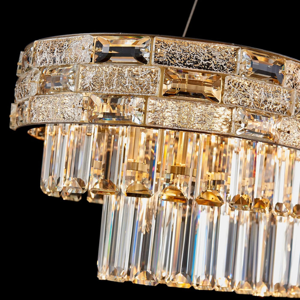 34.3" L Modern Crystal Chandeliers for Dining Room 12 Lights Gold Chande...
