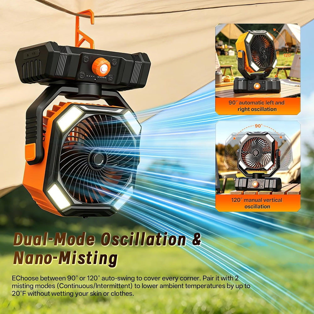 Portable Misting Fan for Camping Beach Parties Patio Picnic Orange