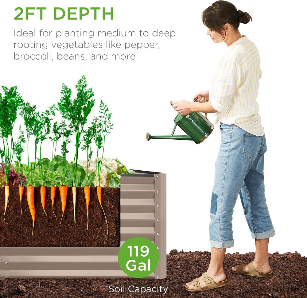 Best Choice Products 4x2x2FT Steel Raised Garden Bed for Outdoor Use, Deep Pl...