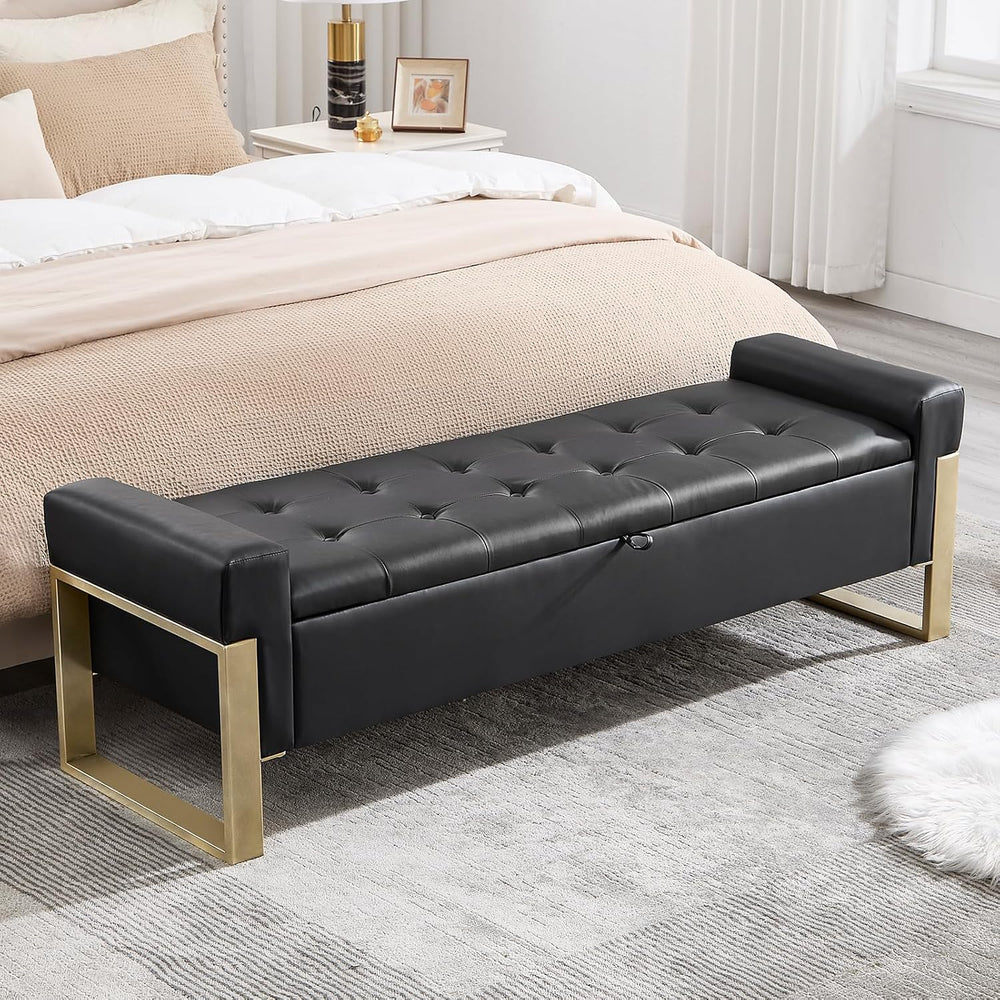 67'' End of Bed Storage Bench, Storage Ottoman Bench for Bedroom King...