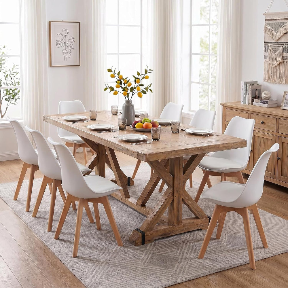 Dining Chairs Set of 8, PU Leather Padded Seat for Living Room