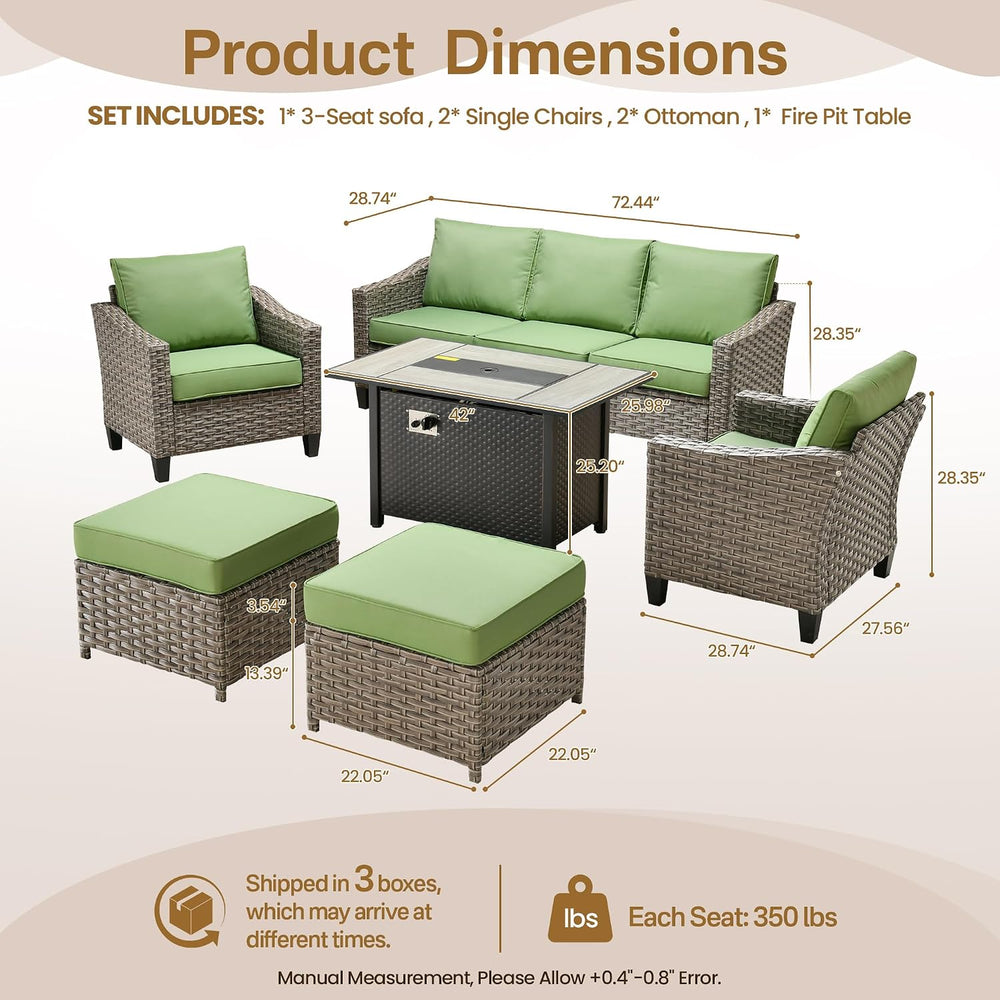 CAODOC Wicker Patio Furniture Set,7 Pieces Modern Outdoor Conversation Set Se...