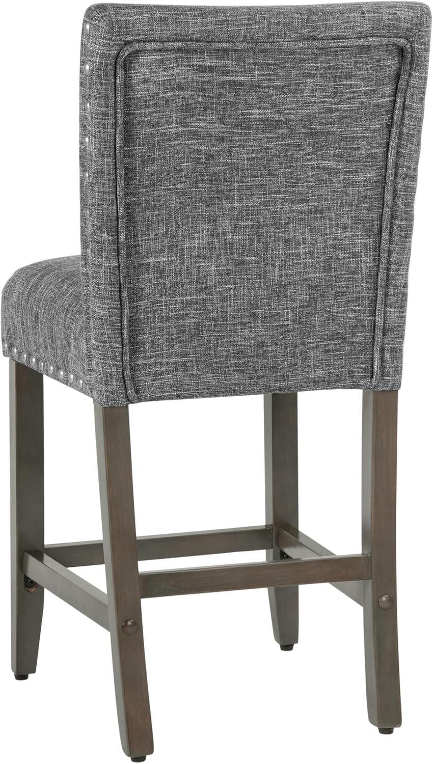 HomePop Upholstered Counter Stool, 24-Inch, Slate Gray