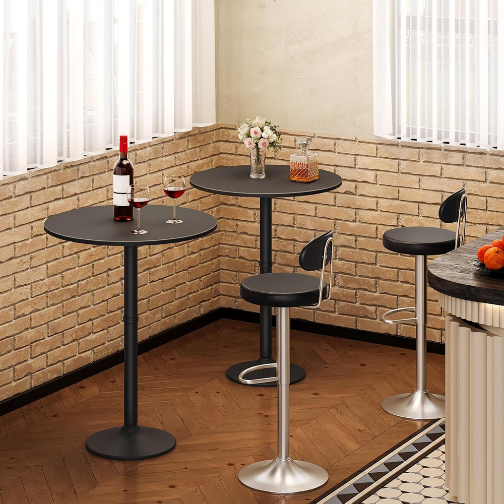 HOOBRO Round Bar Table, 35" Tall Pub Table, with Non-Slip Base for Narro...