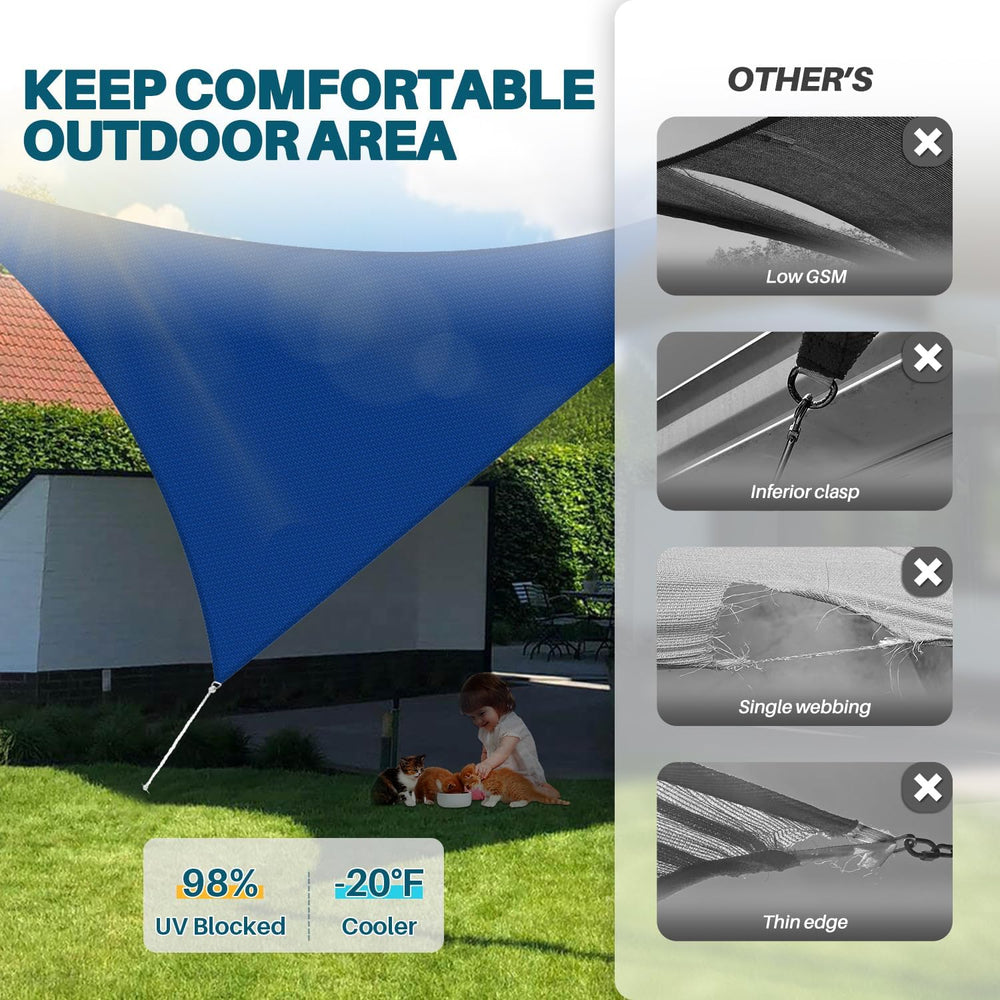 Coarbor 20' x 20' x 20' Sun Shade Sail Canopy Sunshade Outdoor He...