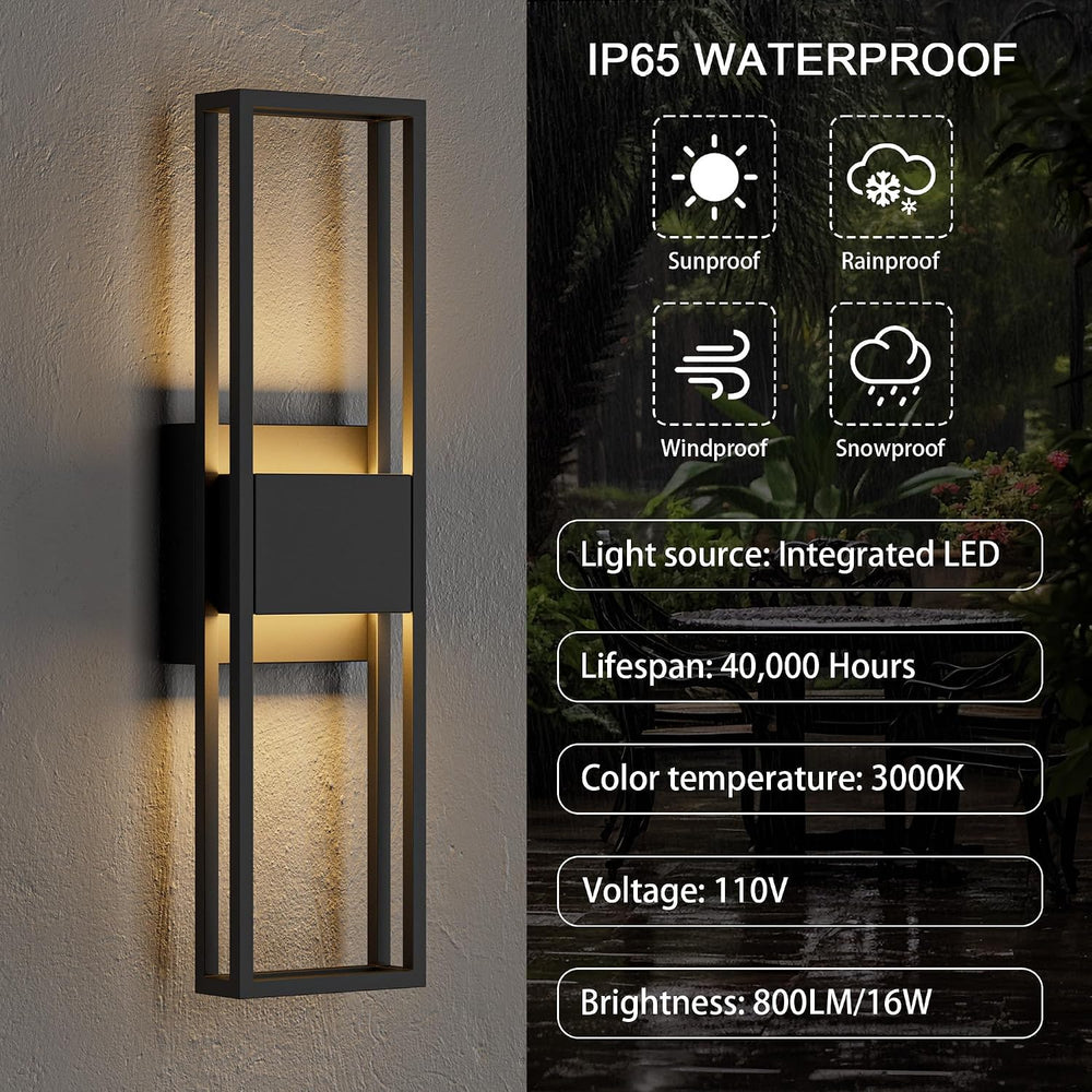 LamQee 20 Inch Modern Outdoor Wall Light 3000K 800LM 16W Integrated LED, IP65...