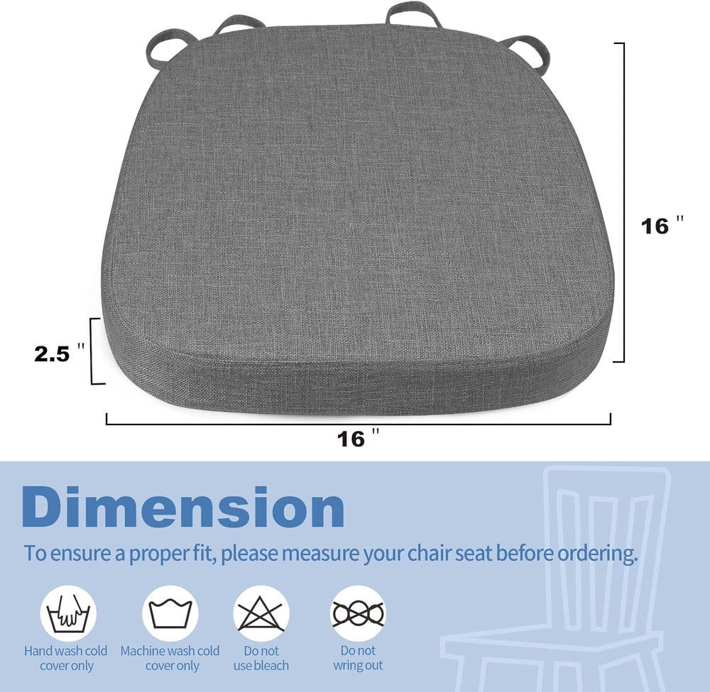 BUYUE Dining Chair Cushions 2.5 Inch Thick, U Shape Kitchen Chair Pads with N...