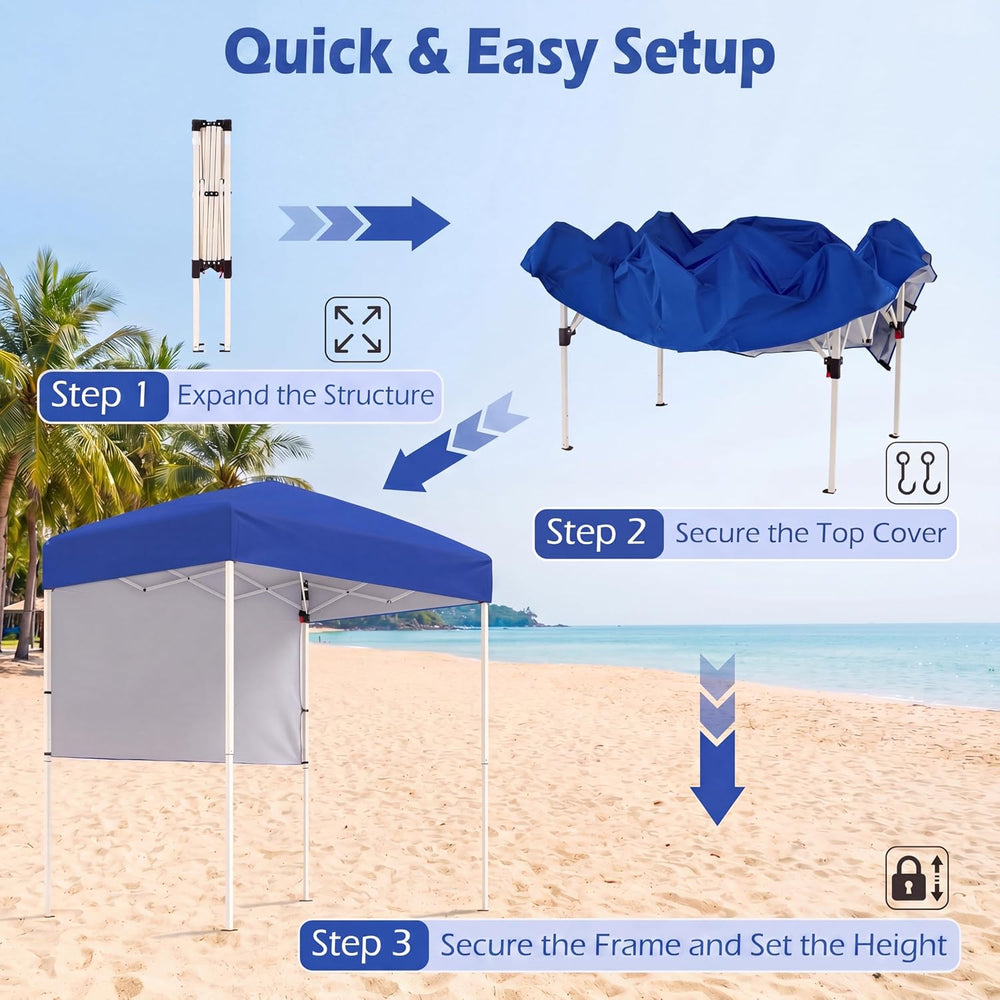 Goplus 6 x 4 FT Pop Up Canopy, UPF50+ Easy Setup Tent w/ 1 Half Sidewall, Sil...