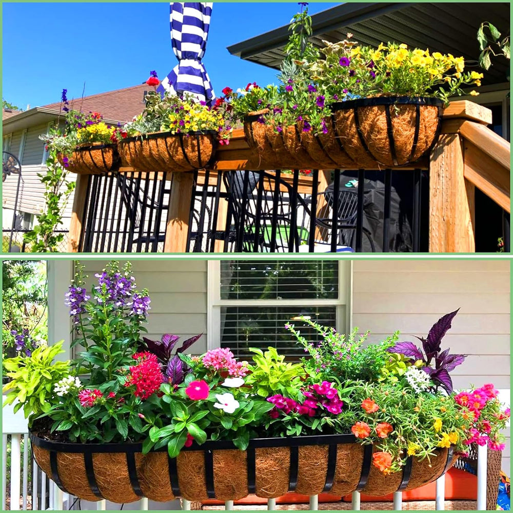 LCHUANG Railing Planter Window Box - 4 Pack 24 Inch Deck Balcony Rail Planter...