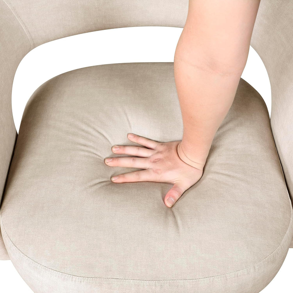 Lexicon Swivel Accent Chair, Modern Velvet Round Barrel Chair, Taupe