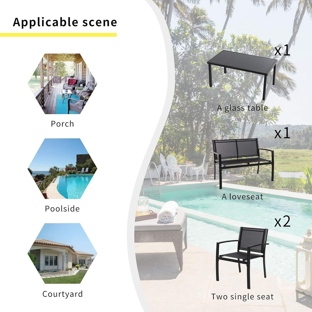Shintenchi 4 Pieces Patio Furniture Set All Weather Textile Fabric Outdoor Co...