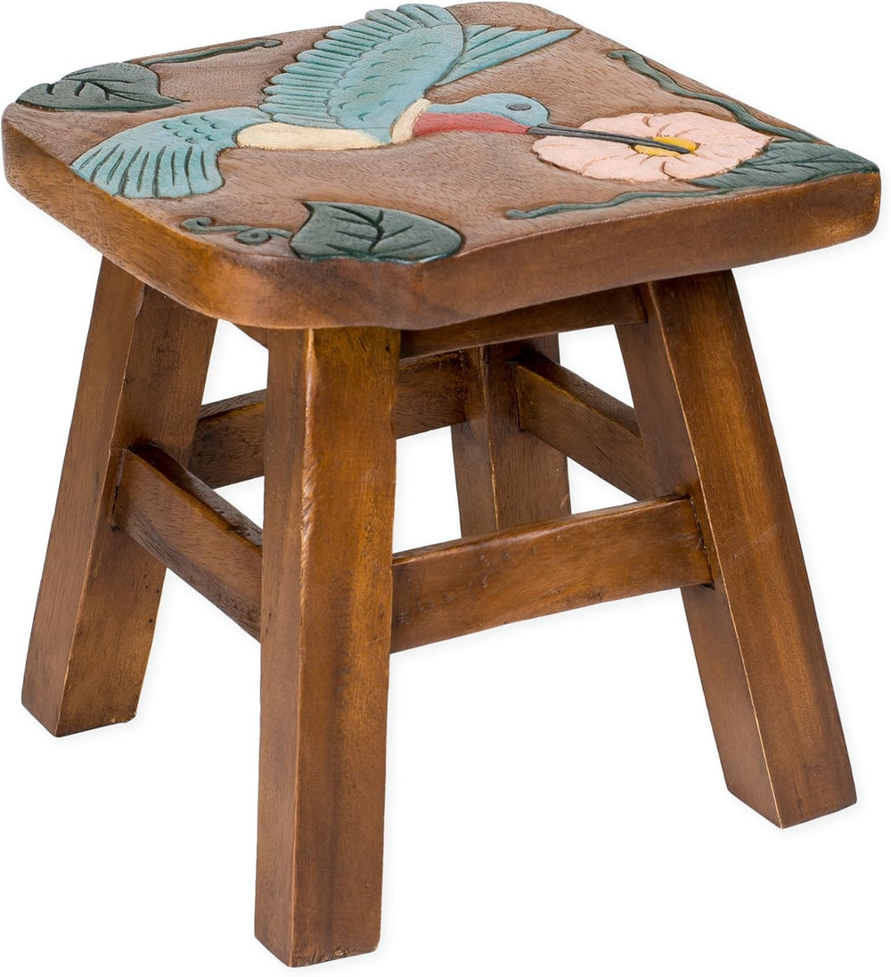 Hummingbird Bird Hand-Carved Acacia Hardwood 11 inch Decorative Animal Foot R...