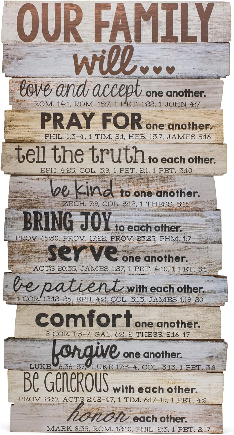 Lighthouse Christian Products Our Family Will Love One Another Rustic Stacked...