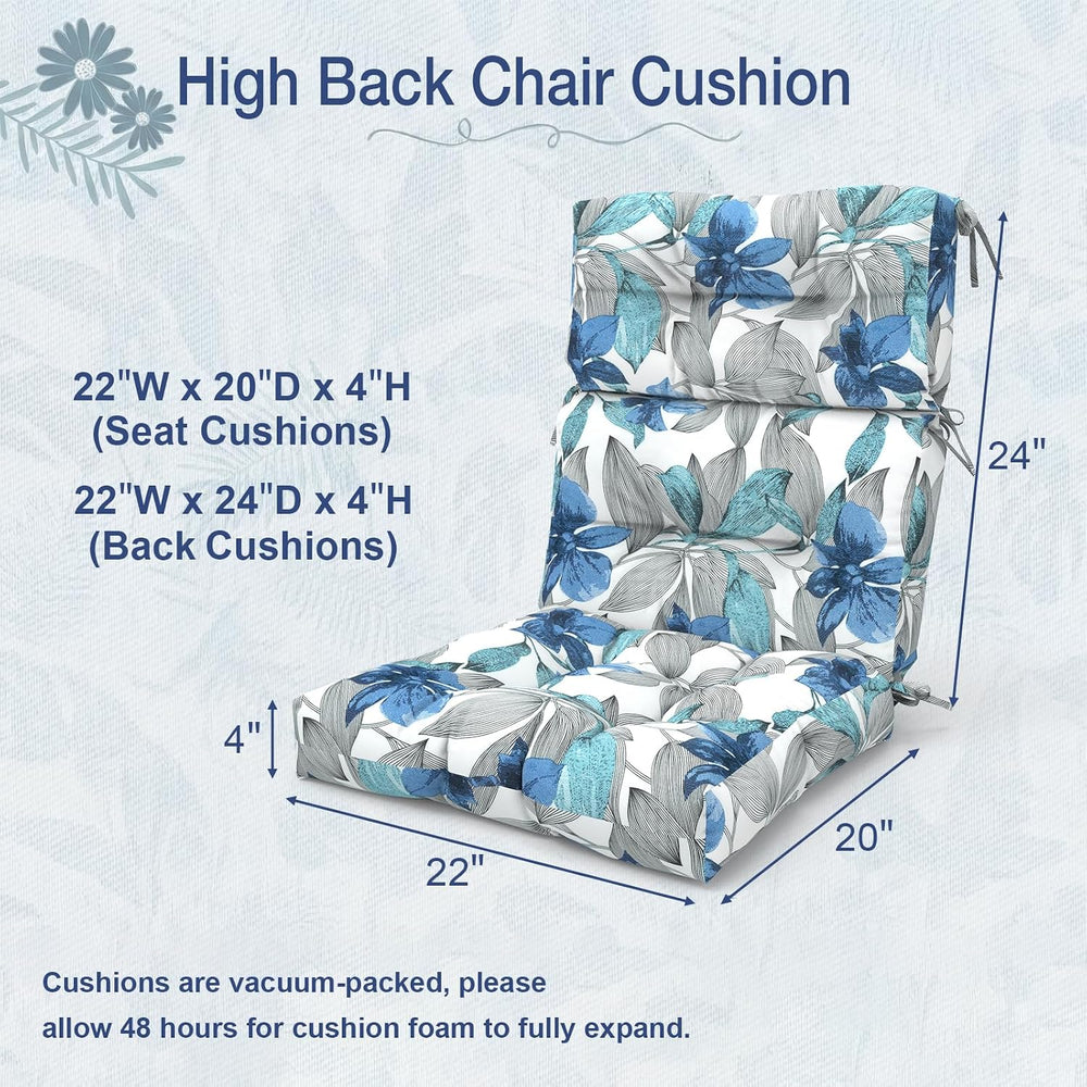 Outdoor High Back Rocking Chair Cushions, Non-Skid Slip Backed Chair Cushions...