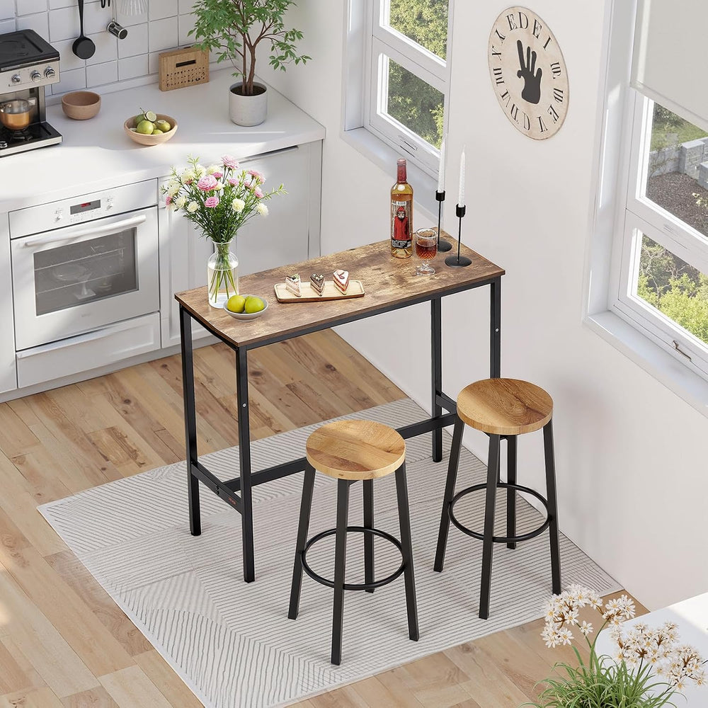 VEVOR Bar Table, Sturdy Metal Frame High Top Pub Table, Narrow Long Kitchen D...