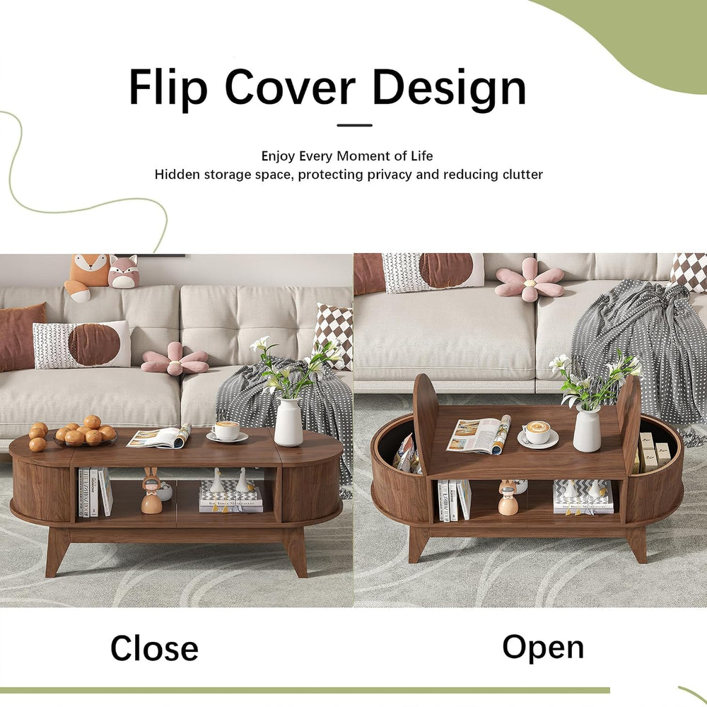 Coffee Table with Storage walnut coffee table with 2 Flip-Top Hidden Lids
